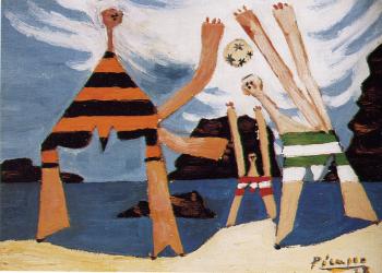 bathers with a ball